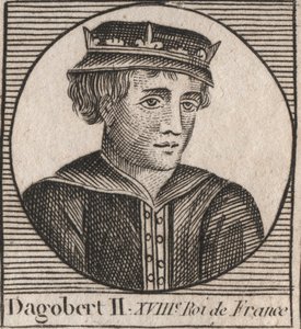 Portrait of Dagobert II, King of the Franks (676-679) - engraving from “Instruction sur l