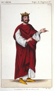 Portrait of Dagobert I (? - 639), King of the Franks, Dynasty of the Merovingians. Engraving of 1830