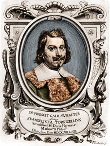Portrait of Evangelista Torricelli or Toricelli (1608 - 1647), Italian physicist. Engraving of the 17th century