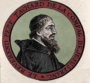 Portrait of Father Guy Tachard, a Missionary in Siam in 1685. Engraving from an Atlas of the 17th Century by Unknown artist