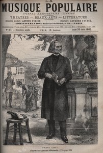 Portrait of Franz Liszt (1811-1886), Hungarian composer, pianist and conductor - engraving in Popular Music illustrious weekly newspaper - 1882 by Unknown artist