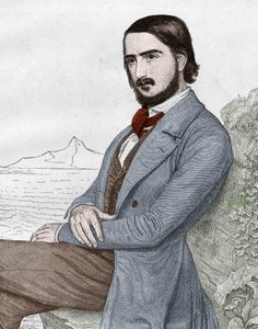 Portrait of Georges Herwegh, German Poet (1817-1875) based on the Painting of C. Hitz by Unknown artist