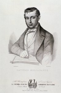 Portrait of Giuseppe Saverio Mercadante (1795-1870), Italian composer Lithograph. 19th century. Bologna, Civico Museo Musico by Unknown artist