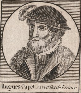 Portrait of Hugues I Capet (ca. 941 - 996), Duke of France then King of France - engraving from 