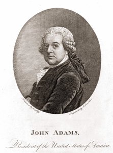 Portrait of John Adams, 2nd President of the United States. Engraving 19th century