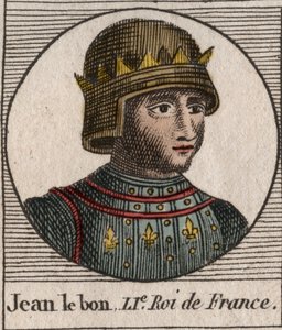 Portrait of John II the Good (1319-1364), King of France - engraving from 