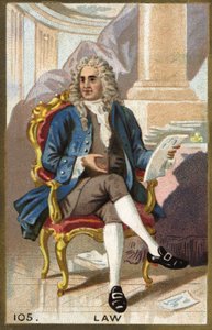 Portrait of John Law (1671 - 1729), Scottish financier. 19th century chromolithography.
