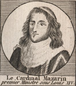 Portrait of Jules Mazarin (1602-1661), known as cardinal Mazarin, prime minister under Louis XIV - engraving from 