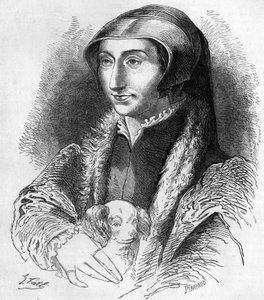 Portrait of Margaret of Navarre (1492-1549), Queen of Navarre and poetess, sister of Francois 1st (19th century engraving) by Unknown artist