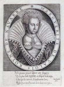Portrait of Marguerite de Valois (Queen Margot). Engraving of the 16th Century. Pau, Musee Du Chateau by Unknown artist