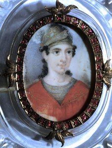 Portrait of Maria Garcia called the Malibran, singer. Anonymous 19th century miniature by Unknown artist