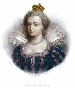 Portrait of Mary of Medici (1573-1642), Wife of Henry IV and Mother of Louis XIII. Engraving from 1836