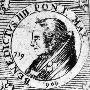 Portrait of Pope Benedict IV. Engraving of the 19th century