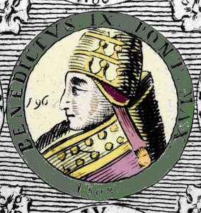 Portrait of Pope Benedict IX (engraving of the 19th century)