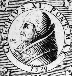 Portrait of Pope Gregory XI elected in 1370 and died in 1378