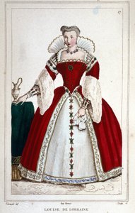 Portrait of Queen Louise of Lorraine (1553 - 1601), wife of Henry III. Engraving of 1830