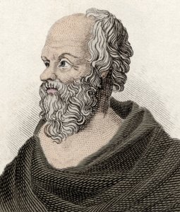 Portrait of Socrates, Greek philosopher. 19th century engraving.