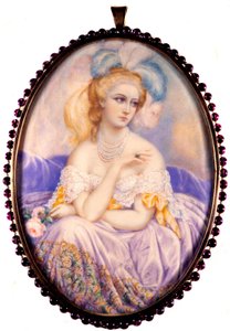 Portrait of The Countess of Castiglione (1837-1899) (Virginia Elisabetta Luisa Carlotta Antonietta Teresa Maria Oldoini). Miniature on ivory