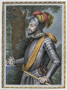 Portrait of Vasco Nunez de Balboa, Spanish conquistador (1475-1517) - Engraving 19th century