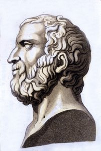 Portrait of the Greek Philosopher Zeno of Citium (335 BC - 264 BC), Founder of Stoicism (Engraving)