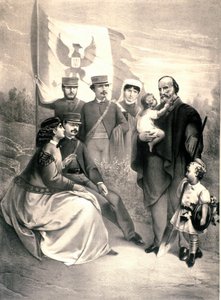 Portrait of the Italian Patriot and Hero of the Risorgimento Giuseppe Garibaldi (1807-1882) with His Children Menotti, Ricciotti, Teresita, Francesca Armosino, Manlio, and Clelia by Unknown artist