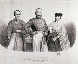Portrait of the Patriot and Hero of the Risorgimento Giuseppe Garibaldi (1807-1882) with His Daughter Teresita and His Wife Stefano Canzio by Unknown artist