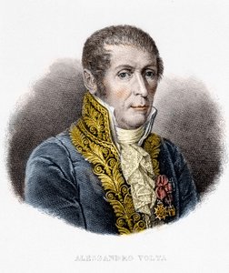 Portrait of Alessandro Volta (1745 - 1827). Italian physicist, inventor of the electric battery. 19th century engraving