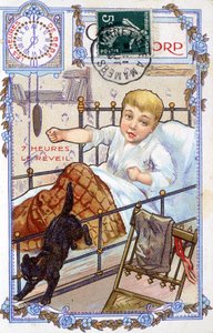 Postcard showing the course of a child