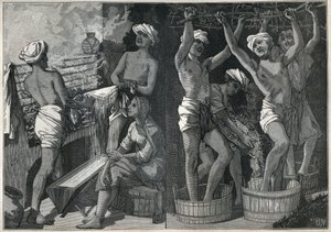 Preparation of lacquer in India. Engraving from 1885 in 
