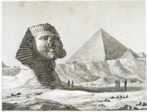 Pyramids of Giza: view of Sphinx and the Great Pyramid, taken from the southeast - in 