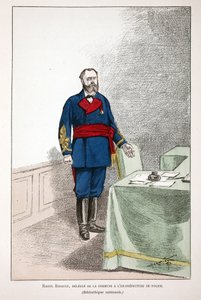 Raoul Rigault (1846-1871), delegate of the Commune to the former prefecture of police. Eau forte en couleurs, for illustration 
