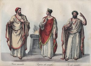 Religion in ancient Rome - Roman priest - Regina sacrorum - Rex Sacrorum (rex sacrificulus) - engraving from 