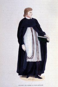 Religious of the Order of the Holy Sepulchre. Engraving from an Album on Religious Orders, Paris