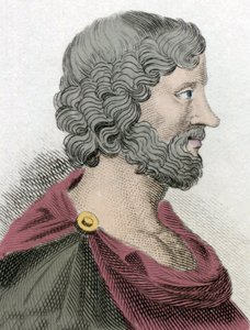 Representation of Aristippus of Cyrene, Greek philosopher disciple of Socrates. Engraving of the 19th century