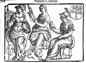 Representation of the divinity Athena. Engraving from Mythologiae sive explicationes fabularum by Natalis Comitis. 1637 by Unknown artist