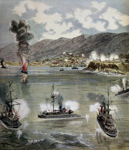 Revolution in Chile: The Attack on Valparaiso in 1891. Illustration from Supplement Illustrates du Pepetit Journal