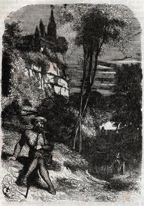 Rodomont, Isabella and the Old Hermit - 1851 engraving from 