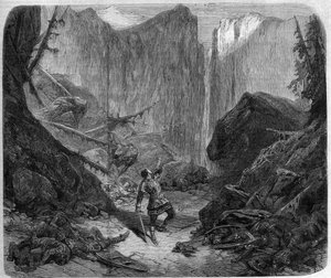 Roland blowing in his horn at the Battle of Roncesvaux on 15 August 778. Drawing by Alphonse de Neuville for the opera 