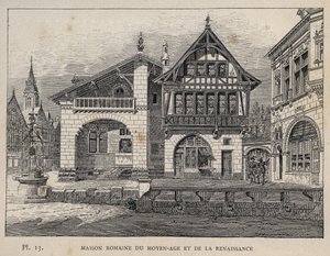 Roman house of the Middle Ages and Renaissance - engraving of 1889 in 