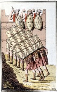 Roman soldiers (Roman legion) maneuvering and defending themselves with their shields by Unknown artist