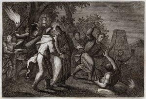 Royaumont Bible, New Testament: Arrest of Jesus Christ or the Kiss of Judas (illustration from 1811)