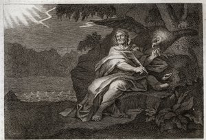 Royaumont Bible, New Testament: The evangelist Saint John with the eagle. Illustration from 1811 by Unknown artist