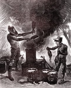 Rubber Preparation or Vulcanization in the Brazil Forest by Unknown artist