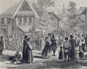 Party in a Village, 1879 (engraving)