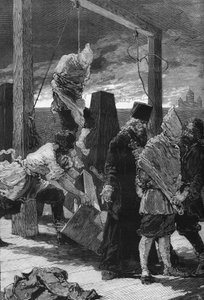 Russia, St. Petersburg: execution of the two nihilists Kviatkovsky and Presniakoff on 16/11/1880 in the Saint John raveline of the Fortress of Saints Peter and Paul. They were the perpetrators of the attack on the Winter Palace in 1879