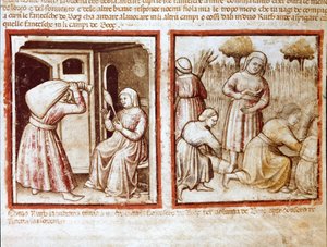 Ruth and Naomi working in the fields of Boaz (Detail) by Unknown artist