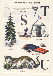 S T U: saber, fir, tent, tiger, uniform by Unknown artist