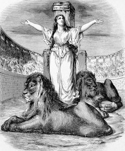 Saint Blandine, Young Christian Slave, Martyred in Lions Ring in Lyons in 177, Engraving by Unknown artist