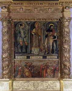 Saint Clair or Saint Roch Altar: St Roch and the Button of the Plague and Saint George in the fashion of Henry III - Church of Our Lady of the Assumption of Rognes by Unknown artist