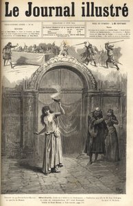 Sarah Bernhardt: Lady Macbeth in Macbeth, drama by Shakespeare, adapted by Jean Richepin - Theatre de la porte Saint-Martin - engraving in Le journal illustré of 1884 by Unknown artist